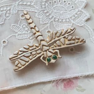 JJ Firefly Vintage Metal Brooch Pin Green Eyes Women Jewelry Insect Bug